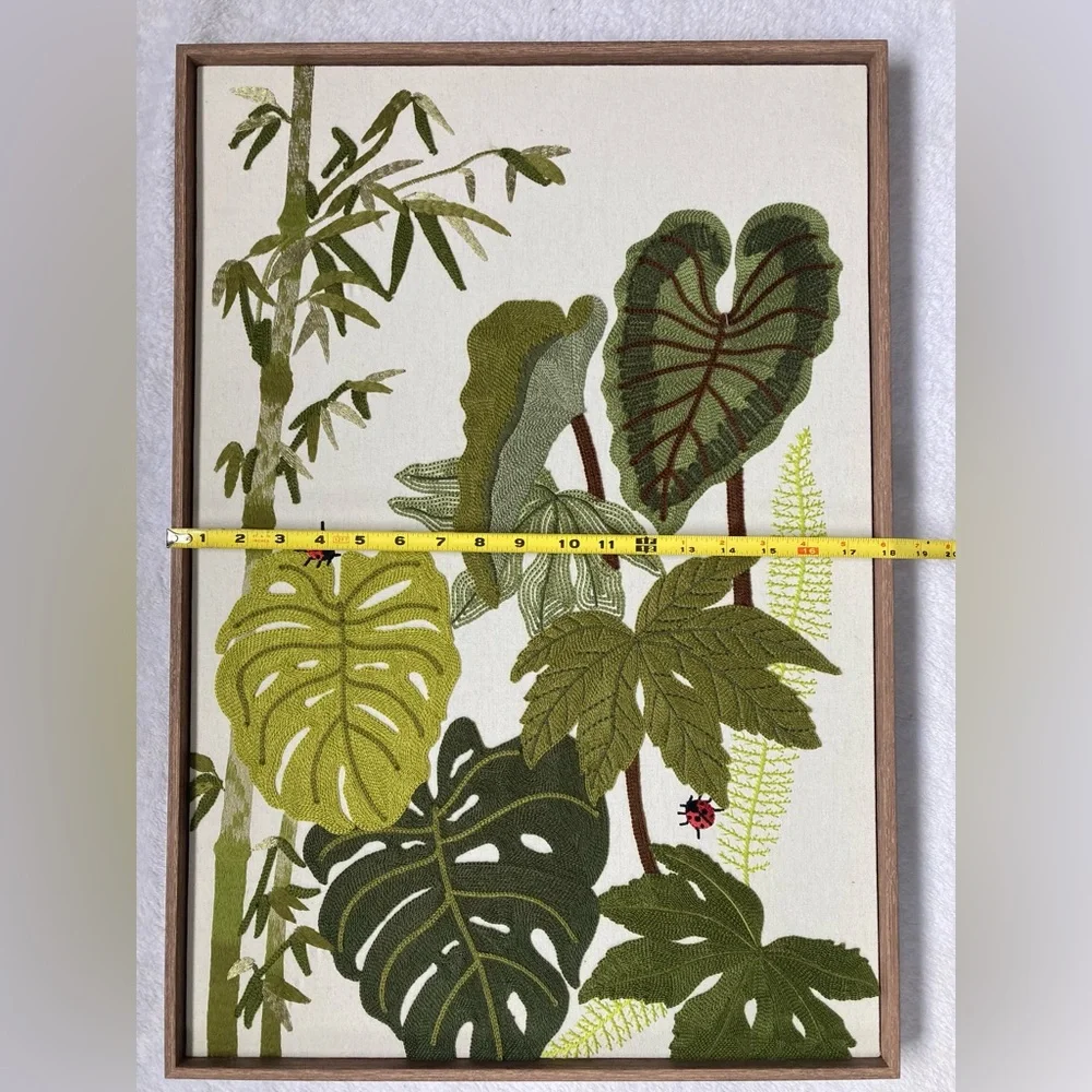 Green Botanical Embroidered Wall Art - Picture 4 of 6